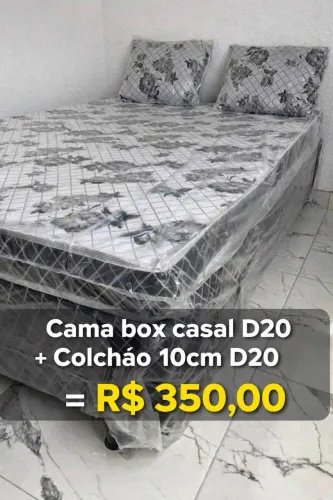 CAMA BOX COM COLCHÃO CASAL