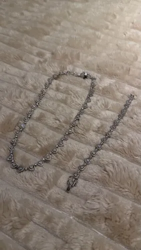 Riviera colar e pulseira coração prata