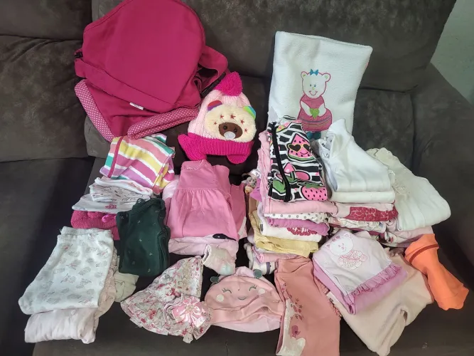 Lote de roupas de bebê menina tm pmg 70 peças