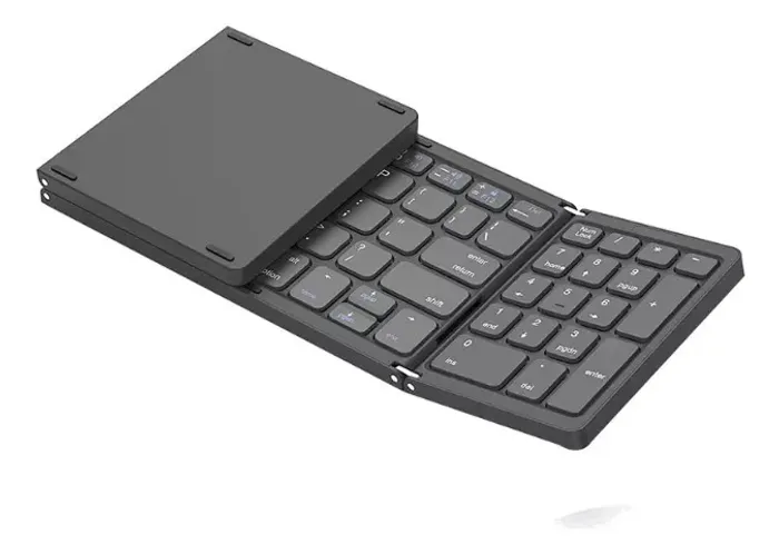 Teclado sem fio dobrável, recarregável, bluetooth, com teclado númerico, na caixa