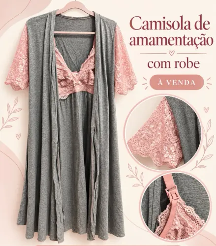 camisola de amamentação com robe