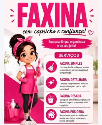 Faço faxina, apartamentos, casas e chácaras