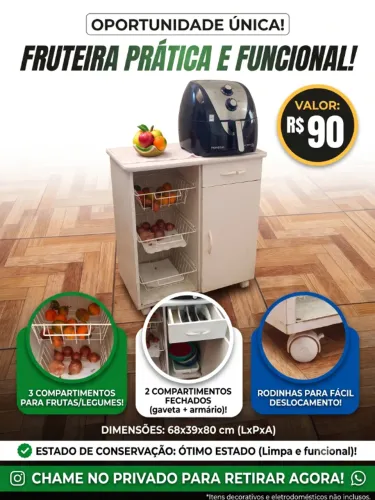 Fruteira com Rodinhas e Armário