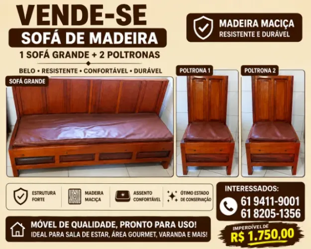 Sofa em madeira maciça preço de oportunidade