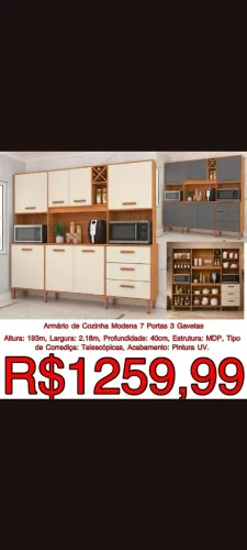 Kit Cozinha Compacta Modena 7 Portas 2.18m