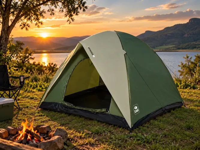 Barraca Bel Araguaia 7 Pessoas para Camping Verde e Cinza (PRODUTO LACRADO)