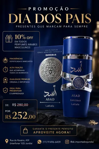 Perfume Asad Zanzibar Promoção Dia dos Pais (LOJA FÍSICA JUNDIAÍ)