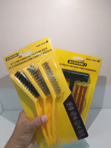 Kit de 3 escova + kit reparo de pneu