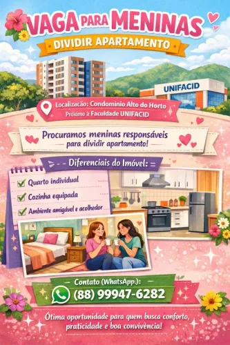 Aluguel de quarto para menina
