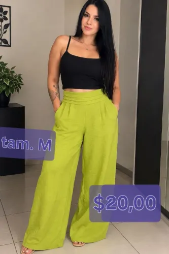 Calça pantalona verde
