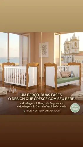 Berço Minicama Marquesa MDF Branco/Amêndoa