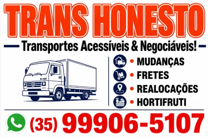 Trans Honesto = Frete / Mudanças / Hortifruti (entre Sul de Minas e Sao Paulo). 