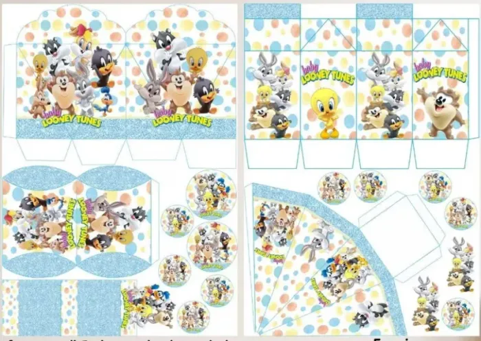 KIT COM 180 LEMBRANCINHAS DO TEMA baby Looney Tunes ( já personalizado com o nome Gael)