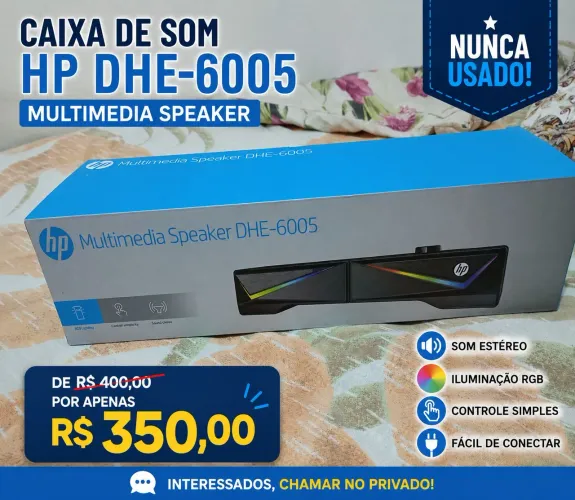 ? CAIXA DE SOM HP MULTIMEDIA SPEAKER DHE-6005 <br>? NOVA, NUNCA USADA!<br>? Na caixa original
