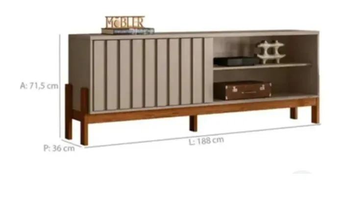 Conjunto Mobler Bancada Aurora 1,88 + Painel Extensível Real, na cor Pérola Metalizado