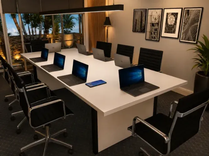 Mesa de Reunião , Em Madeira Maciça com MDF: L200cm x P90cm x A74cm