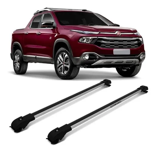 Rack de Teto Alumínio Travessa Fiat Toro - Slim - Prata / Preta 45kg