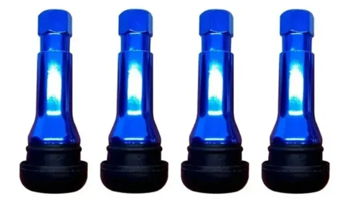 Kit com 4 Tampas + 4 Capas em Alumínio + 4 Bicos Completos para Rodas Automotivos_Aceito C