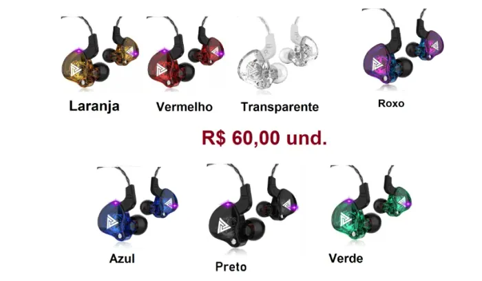 Fone de ouvido qkz original R$ 60,00