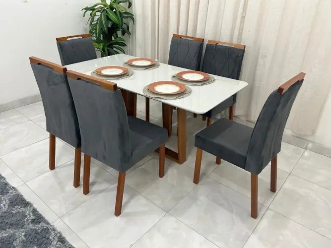 Mesa de Jantar 1.60×0.80 Com 6 Cadeiras Clarisse l543