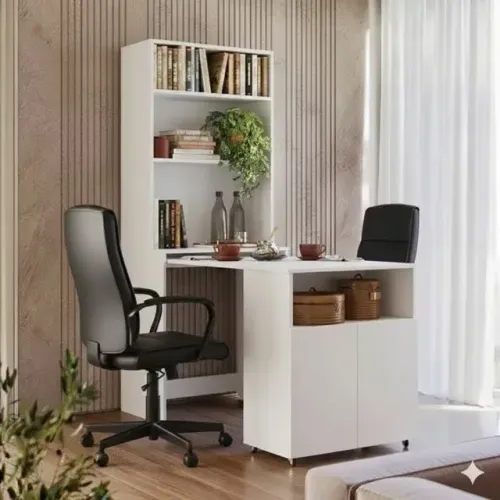 Mesa de escritório dobravel na cor branca