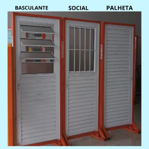 Porta Basculante aluminio branco 2.10x70 cod 82 - frete a/c