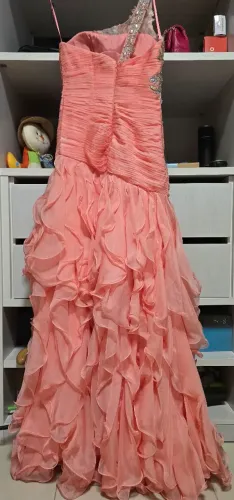 Vestidos 15 anos/ Madrinha Salmão com Pedraria