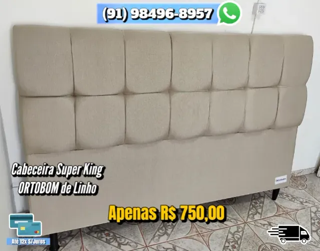 CABECEIRA SUPER KING ORTOBOM DE LINHO 