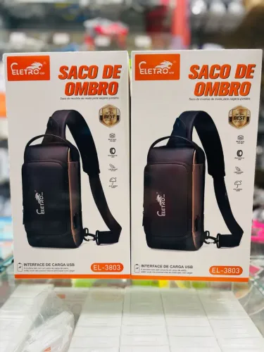 Mochila de Ombro Masculina com Carregador USB - Nova