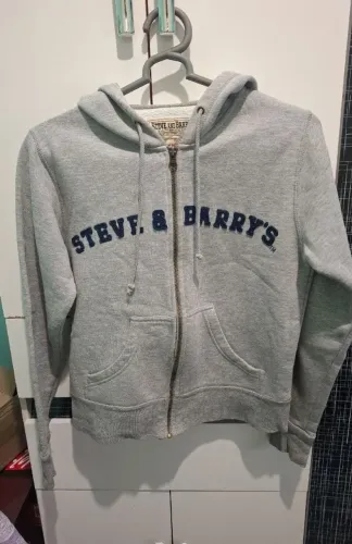 Moletom Hoodie Steve & Barry?s Cinza Vintage Importado