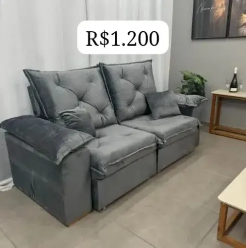Sofá 2 Lugares Cinza Confortável e Elegante