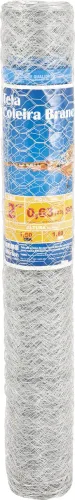 Tela metálica hexagonal, galinheiro, coleira branca, malha 2", 23 BWG x 1,5 m, com 50 m, M