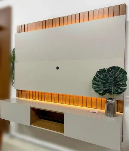 Home Suspenso Grande Buzios 1.80 Freijó/Off White Para Tv Até 70 Polegadas Montagem Grátis