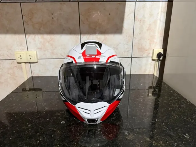 Capacete LS2 FF901 Advant X Articulado Metryc Branco/Vermelho