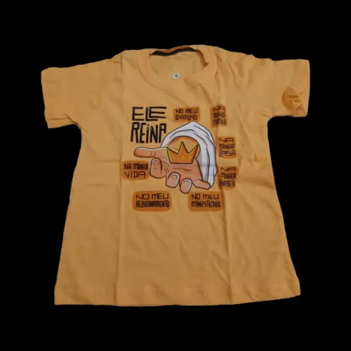 Camiseta Infantil 6 Amarela com Estampa Religiosa