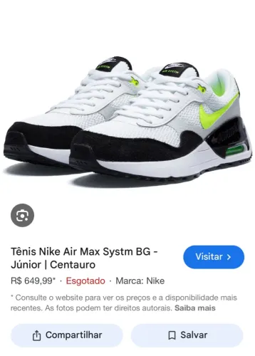Tênis Nike Air Max Systm BG