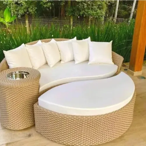 CHAISE COM PUFF - CORDA NÁUTICA TRAMA FECHADA
