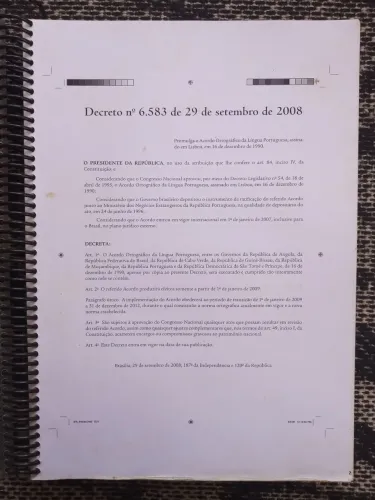 Apostila - Acordo Ortográfico, Decreto 6.583 de 29 de Setembro de 2008