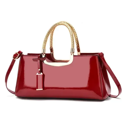 Bolsa de mão de couro - Luxo e Estilo - Cor Vermelho (vinho)