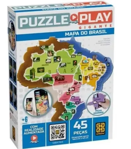 Jogo Quebra Cabeça Mapa do Brasil Gigante 45pçs