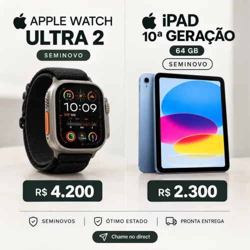 Apple Watch Ultra 2 / iPad 10 geração 64gb
