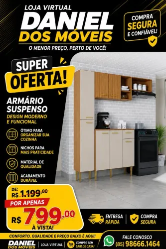 Armário de cozinha Parede - Entrega Grátis
