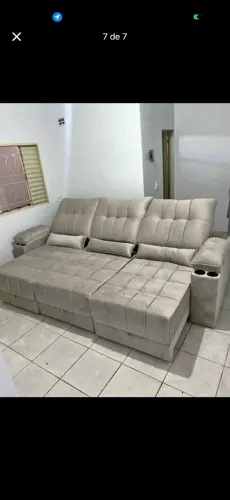 Sofá Retrátil Bege - Da Fábrica