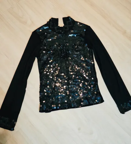 Blusa de paetês preto - Tam M