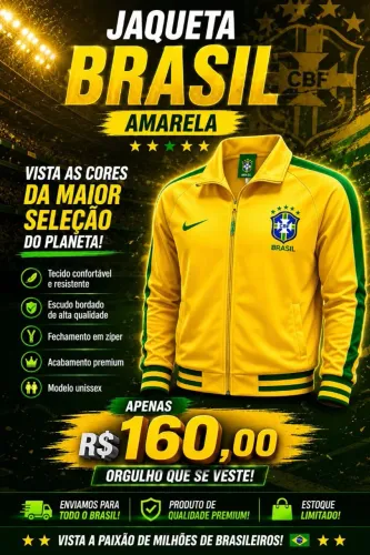 BR Jaqueta Brasil Premium Bordada - Amarela,  Verde , Preta, Branca Azul Claro e Escuro 