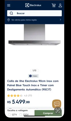 Coifa de Ilha Electrolux 90cm Inox 