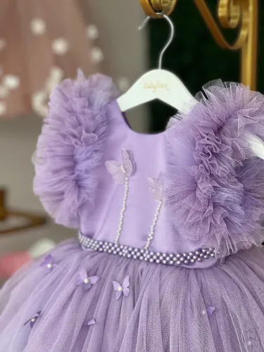 Vestido luxo Jardim das Borboletas lilás 