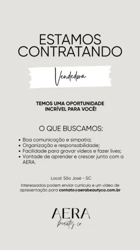 Vaga de emprego Aera Beauty