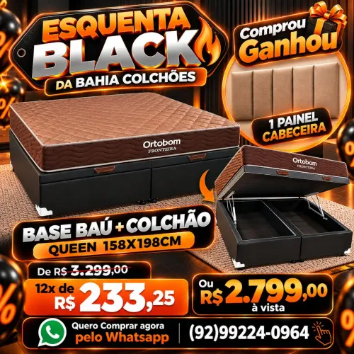 CAMA BAÚ QUEEN + CABECEIRA DE BRINDE