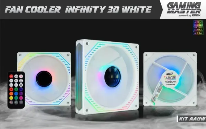 Kit 3 Fans White Argb C/ Controle e Controladora Infinity 3d Aauw Kmex *ENTREGA GRÁTIS*